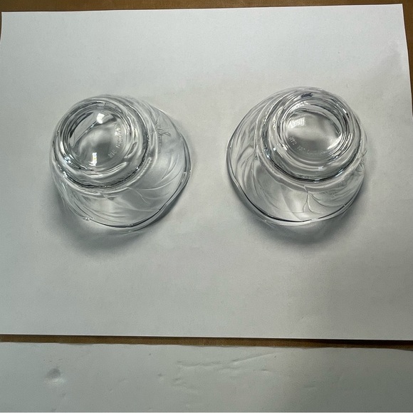 Vintage candleholders lot clear glass floral pattern & frosted crackle globe set - Picture 9 of 16